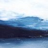 Up close Details of Blue water and mountains blending into a grey sky on a fine art landscape print by Melissa Critchlow